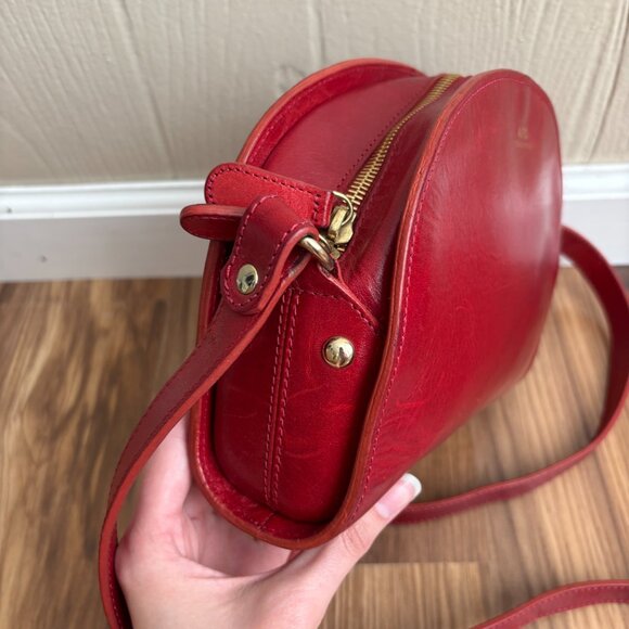 A.P.C. Demi-lune Leather Burgundy Bordeaux Red Crossbody Bag Purse - Picture 6 of 14